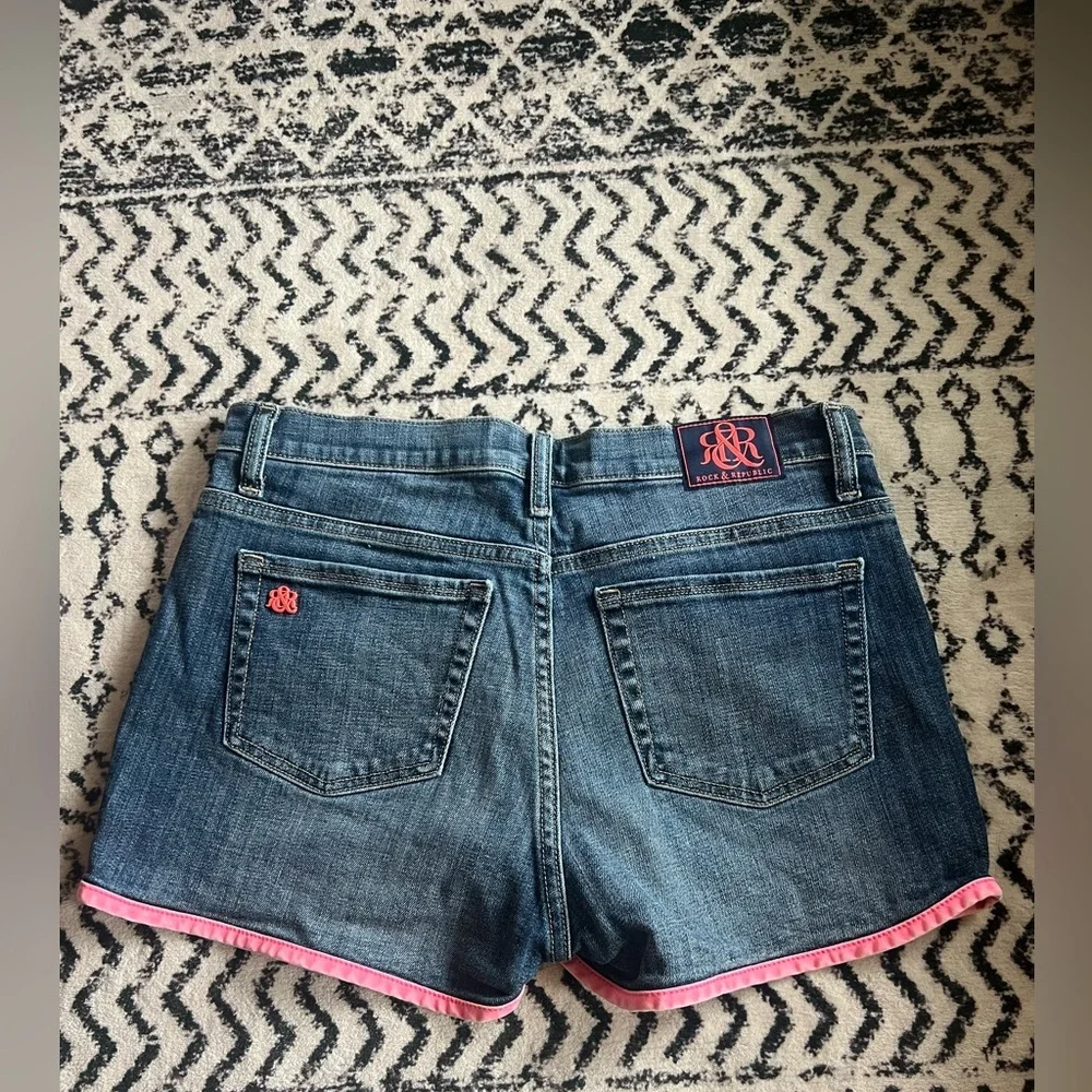 Rock & Republic Denim Jean Shorts with Pink Trim